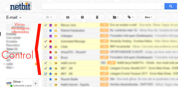 GMail seleção de mensagens alternadas