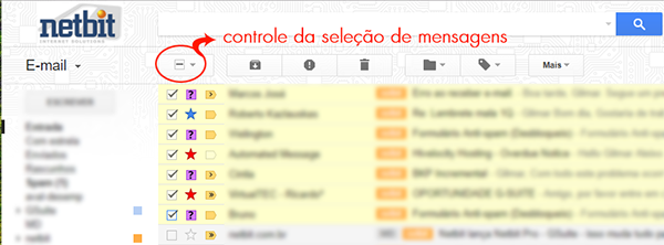 GMail seleção de mensagens - mais opções