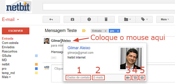 GMail dados de contato