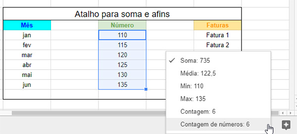 Planilhas Google - Soma