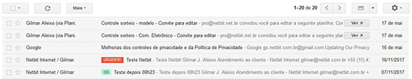GMail - densidade de exibição