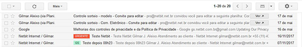 GMail - densidade de exibição