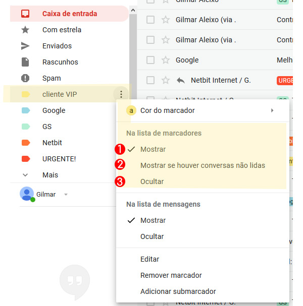 Marcadores do Gmail