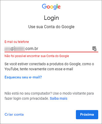 Login no Google