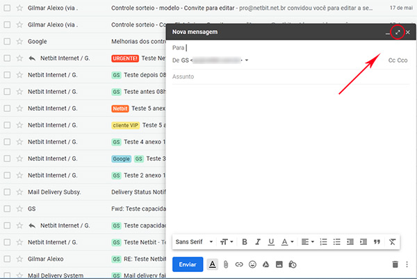 GMail nova mensagem