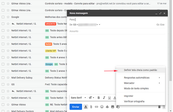 GMail nova mensagem