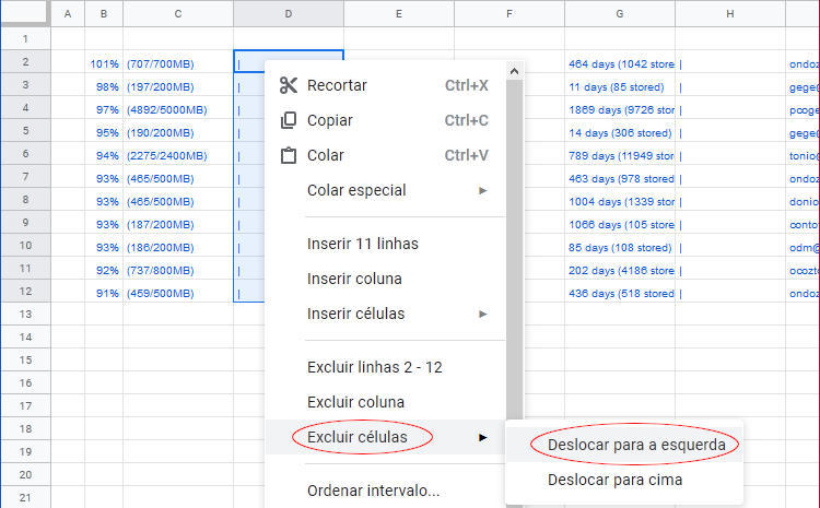 Tratamento de dados com as planilhas do Google