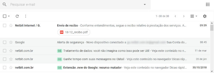 Exibição de com densidade padrão