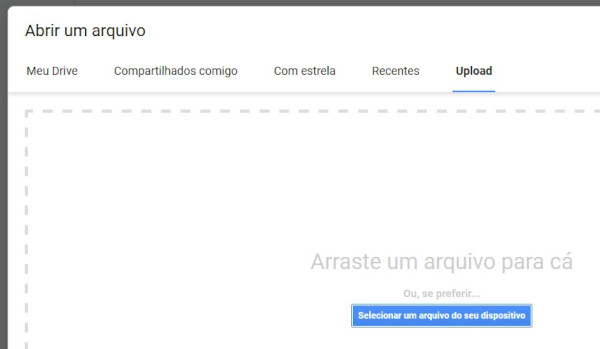 Janela para abrir arquivo
