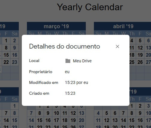 Informações sobre o documento aberto