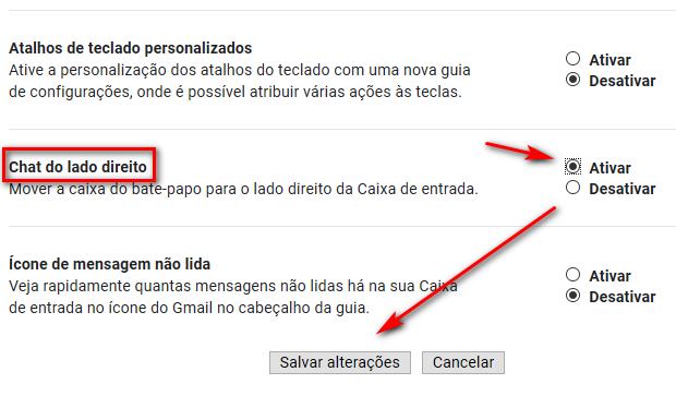 Escolher o Chat do lado direito