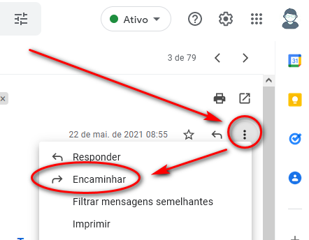 GMail - encaminhar mensagem