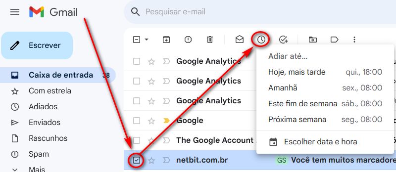 Efeito bumerangue no GMail: adiar uma mensagem