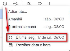 Repetindo o adiamento mais recente